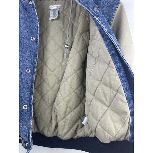 VTG Disney Store Winnie The Pooh Patch No Bother Bear Snap Denim Bomber Jacket S - Picture 9 of 16